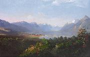 August Ludwig Erhard Boll Blick auf den Genfer See oil painting